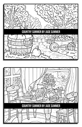 Country Summer: An Adult Coloring Book with 50 Detailed Images of Charming Country Scenes, Beautiful Rustic Landscapes, and Lovable Farm Animals (Country Coloring Books)