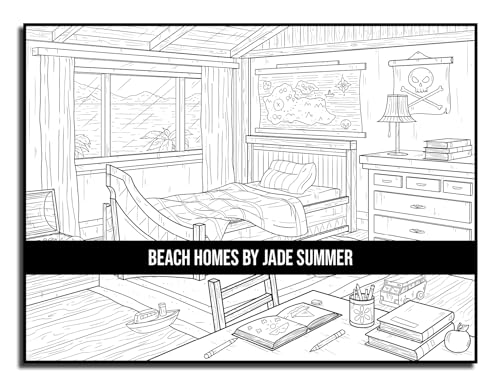 Beach Homes: An Adult Coloring Book with Beautiful Vacation Houses, Charming Interior Designs, and Relaxing Nature Scenes