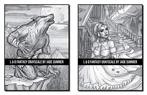 Light & Dark Fantasy: A Grayscale Coloring Book Collection with Beautiful Women, Magical Creatures, and Relaxing Fantasy Scenes (Grayscale Coloring Books)