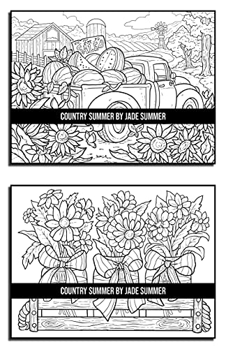 Country Summer: An Adult Coloring Book with 50 Detailed Images of Charming Country Scenes, Beautiful Rustic Landscapes, and Lovable Farm Animals (Country Coloring Books)