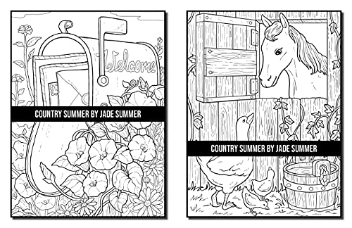 Country Summer: An Adult Coloring Book with 50 Detailed Images of Charming Country Scenes, Beautiful Rustic Landscapes, and Lovable Farm Animals (Country Coloring Books)