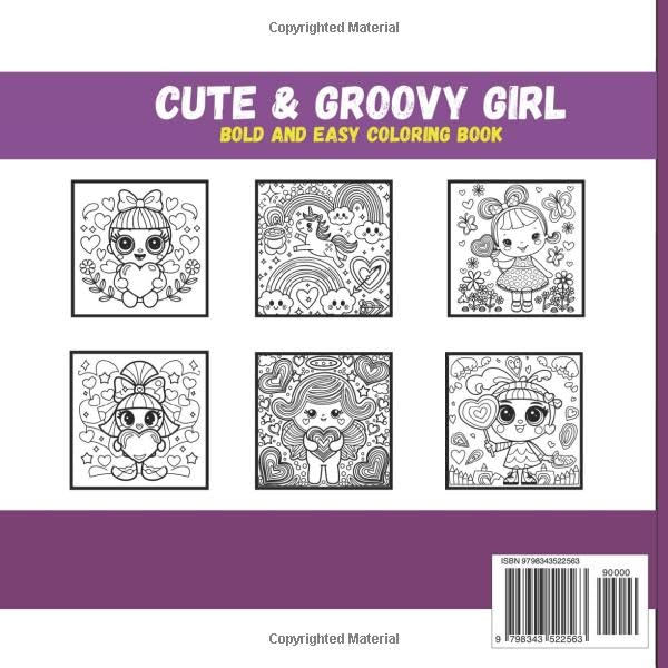 Cute & Groovy Girl: Coloring Book for Adults and Kids, Bold and Easy, Simple and Big Designs for Relaxation Featuring Lovely Things (Bold & Easy Coloring)