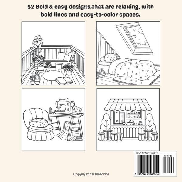 Hygge Place: Coloring Book for Teens & Adults: Big Bold and Simple Designs featuring a cozy, warm, and comfortable atmosphere (Bold & Simple Coloring)