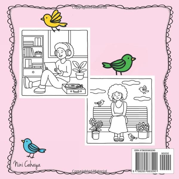 Soulful Melanin: Coloring Book Featuring Black Women and Teen Girls in Peaceful Scenes