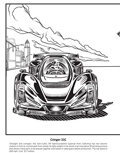 Supercars Coloring Book (Dover Planes Trains Automobiles Coloring)