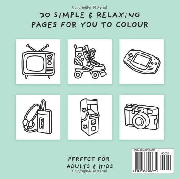 Retro Girly Colouring Book (Simple and Relaxing Bold Designs for Adults & Children) (Simple and Relaxing Colouring Books)