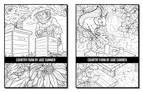 Country Farm Coloring Book: For Adults with Playful Animals, Beautiful Flowers, and Nature Scenes for Relaxation (Country Coloring Books)
