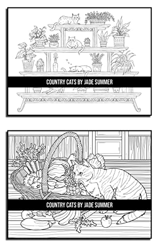 Country Cats Coloring Book: For Adults with Adorable Cats and Relaxing Nature Scenes (Country Coloring Books)