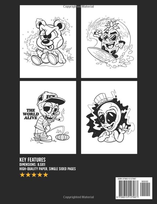 Retro Cartoon Stoner Coloring Book: Encourage Creativity With Psychedelic Coloring Pages Featuring Trippy Hippie Illustrations About Iconic Scenes And Characters For Weed Lovers