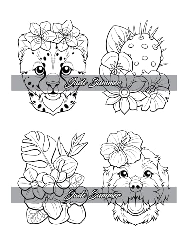 Flower Crown Animals: Coloring Book for Women and Teens with Adorable Animals and Beautiful Flowers for Stress Relief and Relaxation