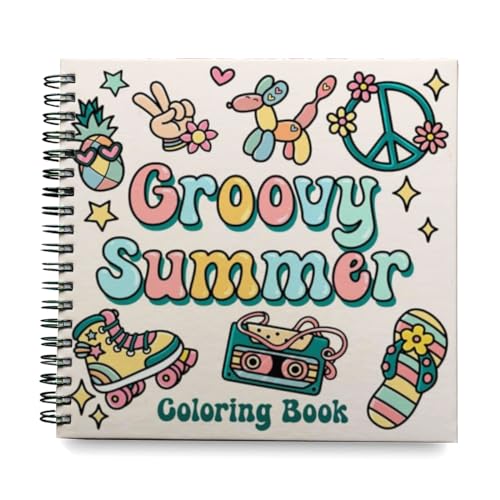 groovy summer coloring book bold and easy designs for adults teens and kids simple cute illustrations with thick lines bold easy