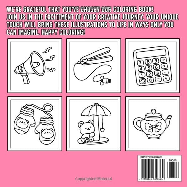Cute & Groovy Coloring Book: Bold and Easy, Simple and Big Designs For Adults and Kids Relaxation Featuring Lovely Things