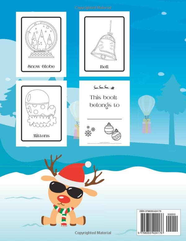Christmas Coloring Book: 25 Festive Holiday Coloring Pages With Vocabulary for Preschool Children Ages 1-4