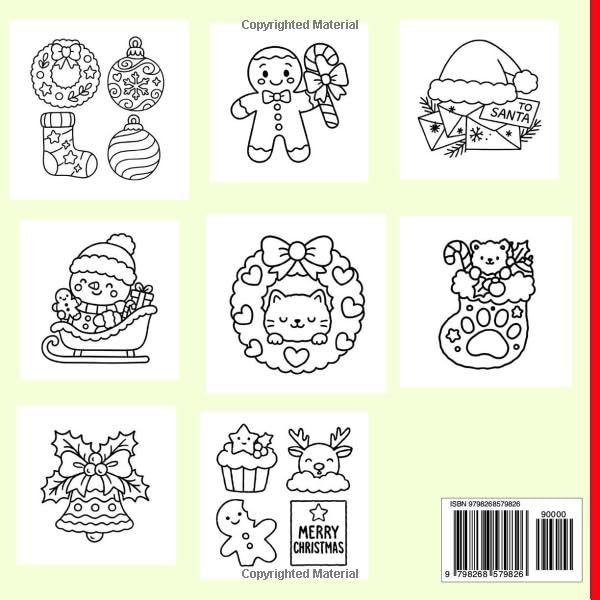 Cozy Christmas Bold And Easy Coloring Book: Festive Drawings for Adults and Teens| 8.5 x 8.5 inches | 50 Relaxing Designs |Great Stocking Stuffer and Holiday Activity Book