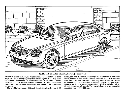Luxury Cars Coloring Book (Dover Planes Trains Automobiles Coloring)