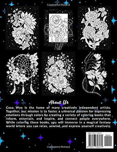 Midnight Bloom Coloring Book: Floral Adult Coloring Book with Beautiful Flower and Botanical For Stress Relief