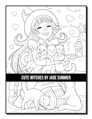 Cute Witches: An Adult Coloring Book with Adorable Gothic Scenes and Spooky Halloween Fun (Halloween Coloring Books)