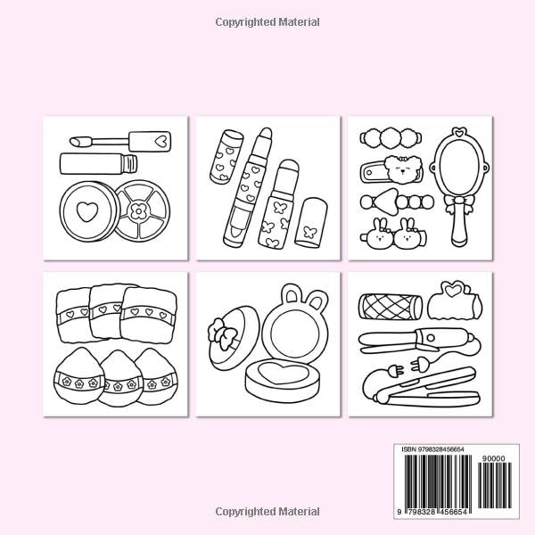 Beauty Stuff: Coloring Book Bold and Easy Designs Featuring Cosmetics Items, Makeup Tools, and More, Cute and Simple Drawings for Adults and Kids to Relax and Relieve Stress