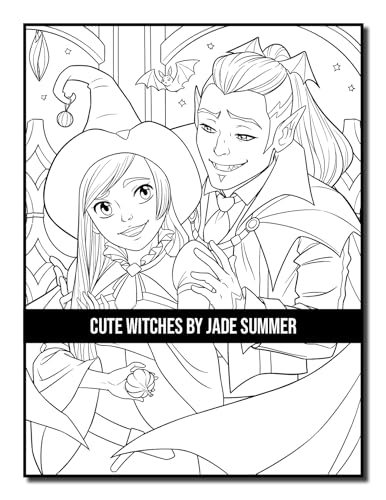Cute Witches: An Adult Coloring Book with Adorable Gothic Scenes and Spooky Halloween Fun (Halloween Coloring Books)