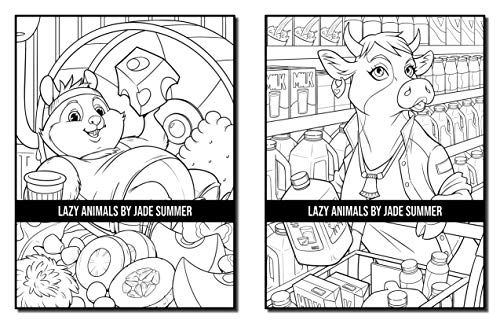 Lazy Animals: An Adult Coloring Book with Funny Animals, Hilarious Scenes, and Relaxing Designs for Animal Lovers (Cute Animal Coloring Books)