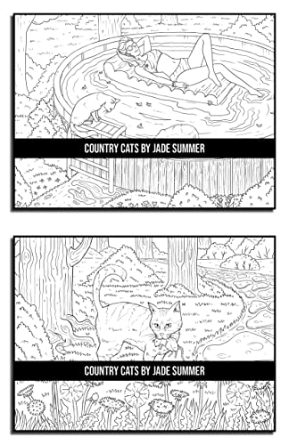Country Cats Coloring Book: For Adults with Adorable Cats and Relaxing Nature Scenes (Country Coloring Books)