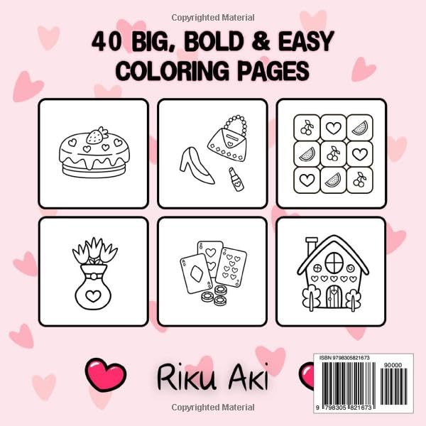 Valentine Love: Bold and Easy Coloring Book for Adults and Kids, Simple and Big Designs for Stress Relief Featuring Cozy Things, Patterns and Adorable Illustrations