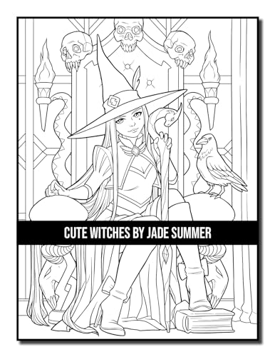 Cute Witches: An Adult Coloring Book with Adorable Gothic Scenes and Spooky Halloween Fun (Halloween Coloring Books)