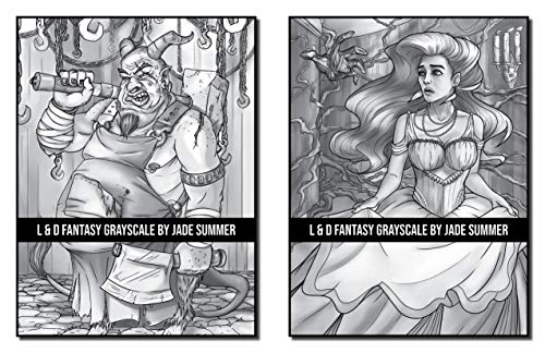 Light & Dark Fantasy: A Grayscale Coloring Book Collection with Beautiful Women, Magical Creatures, and Relaxing Fantasy Scenes (Grayscale Coloring Books)