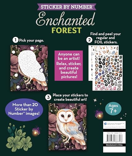 Brain Games - Sticker by Number: Enchanted Forest (24 Images to Sticker): Includes 2 Foil Sticker Sheets to Complete Each Image!