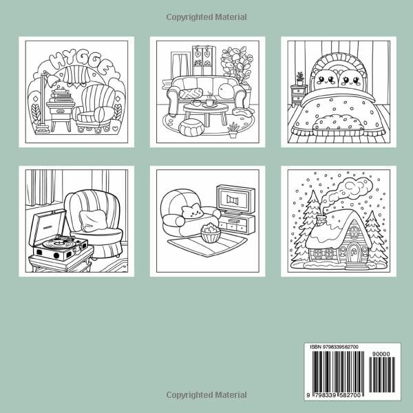 Hygge Place: Cute and Cozy Coloring Book for Adults & Teens Featuring Adorable Animals Characters for Stress Relief