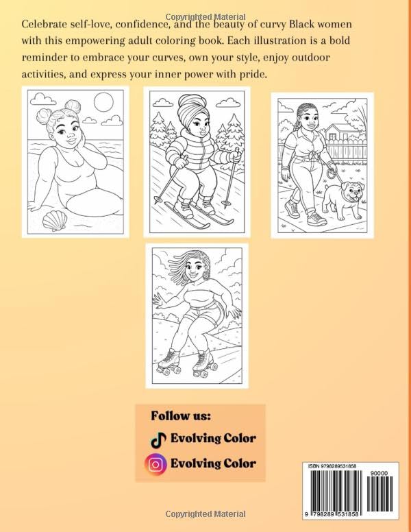Curvy Confident Black Women: Self-Love & Serenity Outdoors Adult Coloring Book