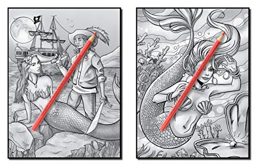 Mermaids Grayscale: An Adult Coloring Book with Sexy Mermaids, Relaxing Tropical Beaches, and Underwater Fantasy Scenes (Grayscale Coloring Books)