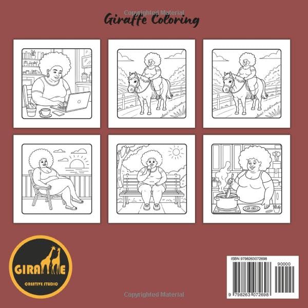 Curvy Black Girl Coloring Book: 40 Body Positive Coloring Pages Featuring Beautiful Black Women with Natural Hairstyles, Stylish Outfits, Cozy Scenes, ... and Teens (Cute & Comfy Moments Coloring)