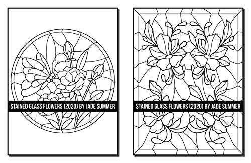 Stained Glass Flowers: An Adult Coloring Book with 50 Beautiful Flower Designs for Relaxation and Stress Relief (Stained Glass Coloring Books)