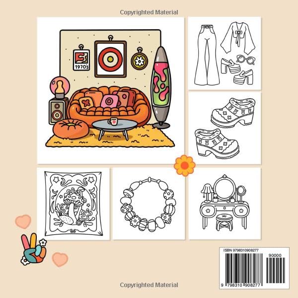 70's: Bold & Easy Coloring Book for Adults & Teens | Featuring Iconic 1970s Pop Culture, Fashion & Retro Items.