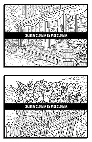Country Summer: An Adult Coloring Book with 50 Detailed Images of Charming Country Scenes, Beautiful Rustic Landscapes, and Lovable Farm Animals (Country Coloring Books)