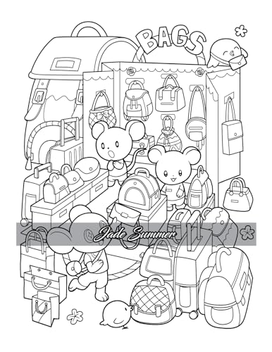 Kawaii Town: Coloring Book with Cute Animals, Tiny Buildings, and Playful Scenes for Stress Relief and Relaxation