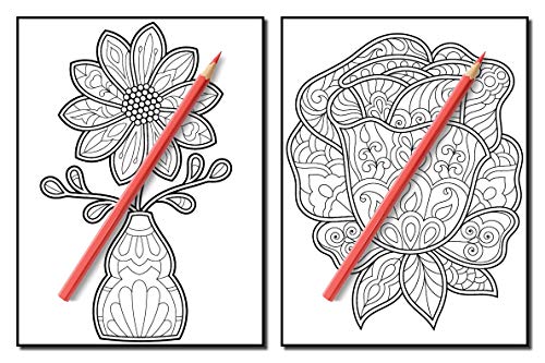 Adult Coloring Book: 50 Relaxing Flower Designs with Mandala Inspired Patterns for Stress Relief