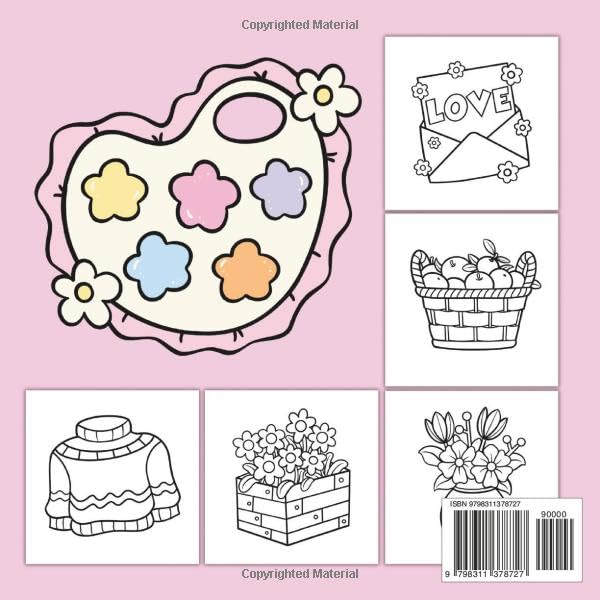 Cute & Groovy: 50 Bold And Easy Coloring Book For Adults, Teens and Kids, Simple and Big Designs for Relaxation And Stress Relief Featuring Lovely Things. (Bold & Easy Coloring Book)