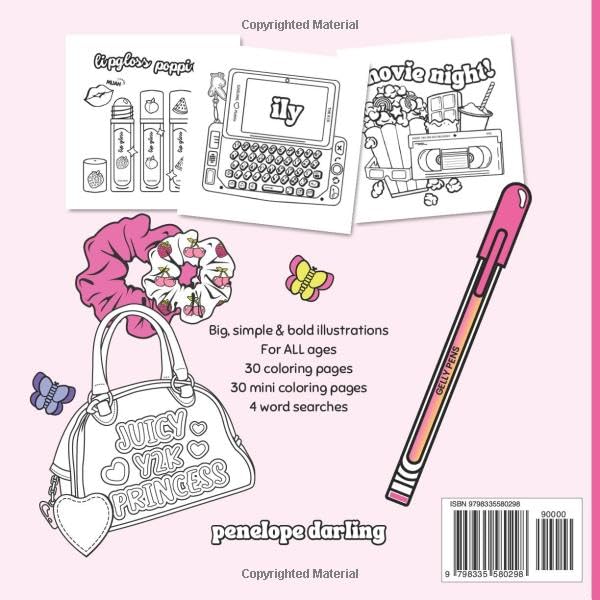 Cute & Cozy: Y2K Themed Coloring Book for Adults, Teens and Kids, Big Bold and Simple Designs for Relaxation and Stress Relief (Cute & Cozy Coloring Books)