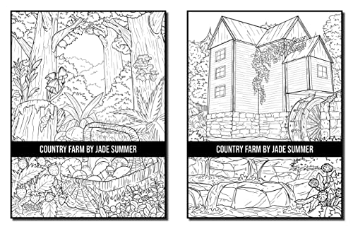 Country Farm Coloring Book: For Adults with Playful Animals, Beautiful Flowers, and Nature Scenes for Relaxation (Country Coloring Books)