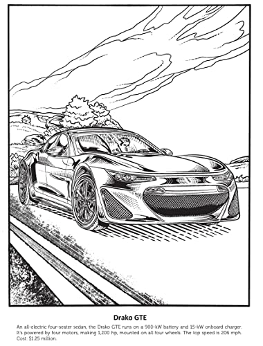 Supercars Coloring Book (Dover Planes Trains Automobiles Coloring)