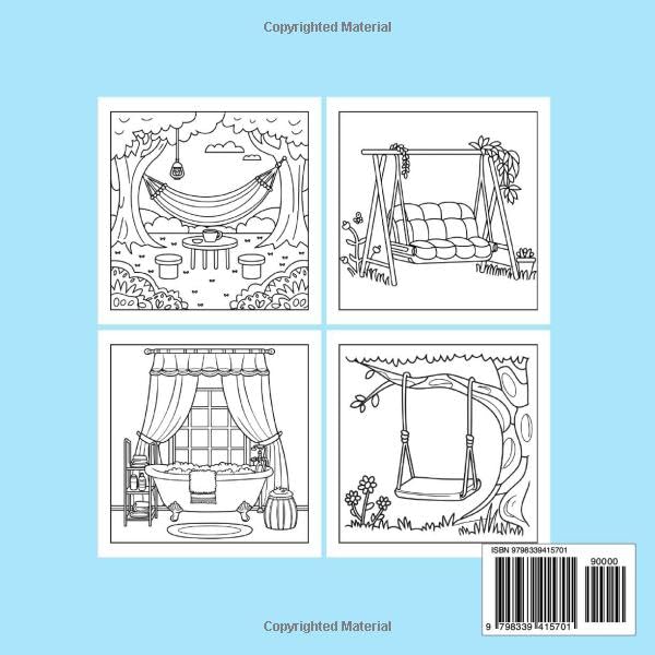 Hygge Place Coloring Book Bold and Easy: 50 Coloring Pages for Adults and Teens With Cozy and Stress Relief Designs