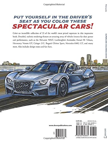 Supercars Coloring Book (Dover Planes Trains Automobiles Coloring)