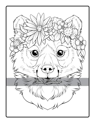 Flower Crown Animals: Coloring Book for Women and Teens with Adorable Animals and Beautiful Flowers for Stress Relief and Relaxation