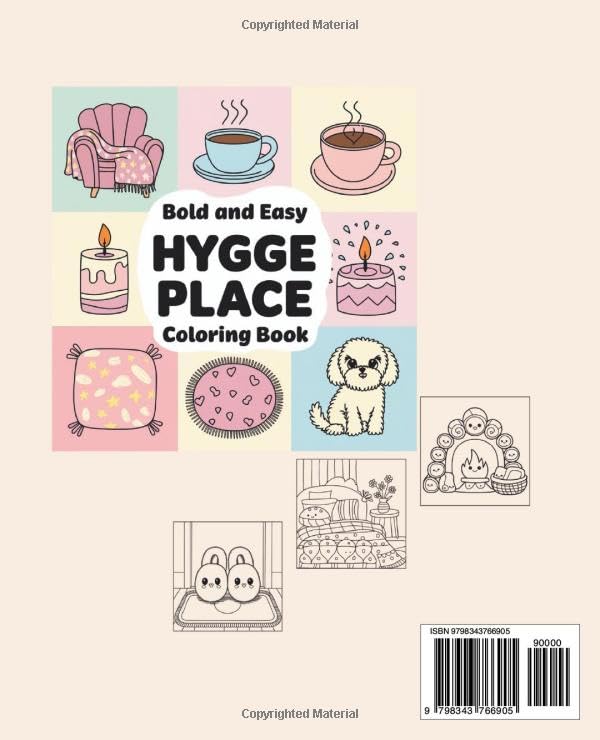 Cute and Cozy Hygge Place Coloring Book: Bold and Easy