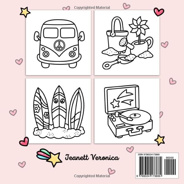 Groovy Summer Coloring Book: Bold and Easy Designs for Adults, Teens, and Kids. Simple, Cute Illustrations with Thick Lines (Bold & Easy)
