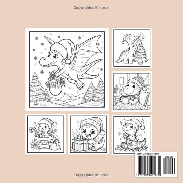 Fuzzy Hygge Cute and Cozy Christmas Dinosaurs Coloring Book: Featuring 50 adorable creatures and their prehistoric best friends enjoying warm holiday scenes