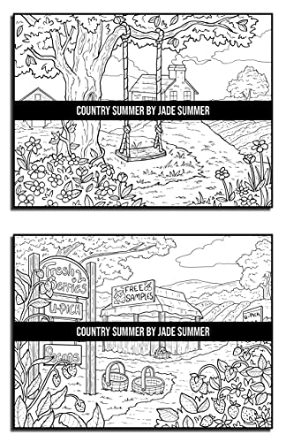 Country Summer: An Adult Coloring Book with 50 Detailed Images of Charming Country Scenes, Beautiful Rustic Landscapes, and Lovable Farm Animals (Country Coloring Books)