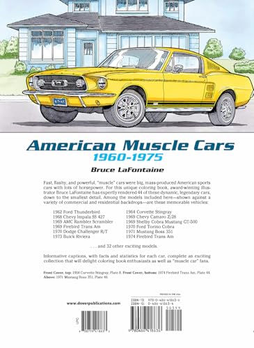 American Muscle Cars, 1960-1975 Coloring Book (Dover Planes Trains Automobiles Coloring)